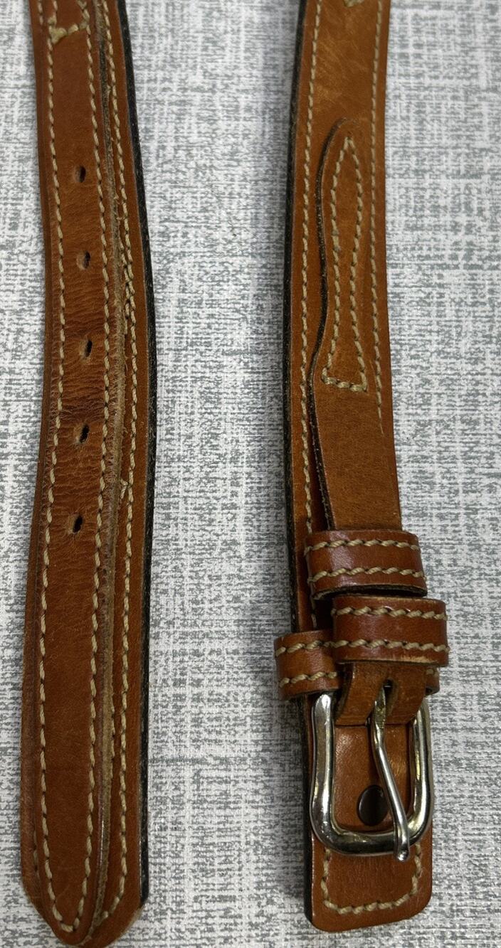 Chambers Top Grain Leather Belt Brown 38 Embroidered USA Western Vintage